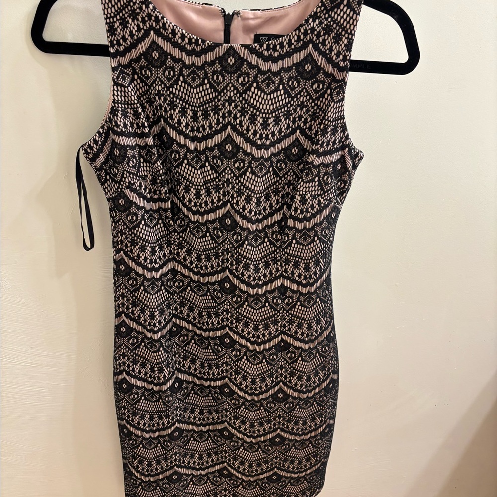 Sale ends @10 NWOT Guess Black and Pink Lace Mini Dress flawless and stunning